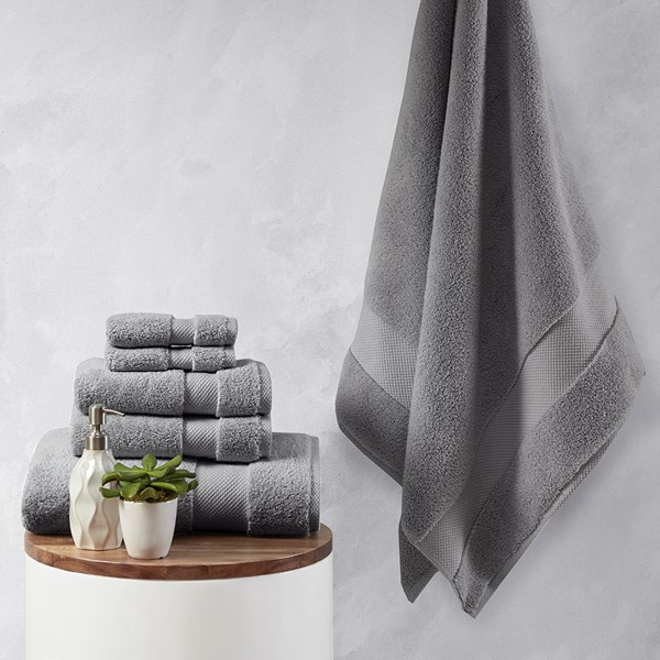 Madison Park Signature Splendor 1000gsm 100% Cotton 6 Piece Towel Set in Charcoal, 6-Piece MPS73-470