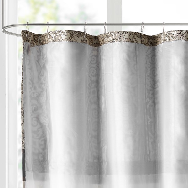 Madison Park Donovan Embroidered Shower Curtain in Black, 72x72" MP70-8302