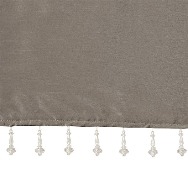 Madison Park Emilia Lightweight Faux Silk Valance With Beads in Pewter, 50x26" MP41-4452