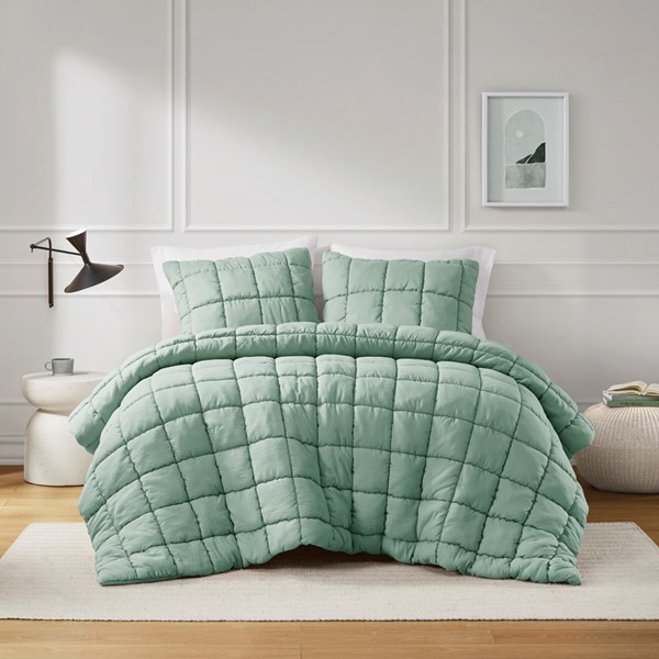 Intelligent Design Dream Puff Down Alternative Comforter Set in Sage, King/Cal King ID10-2306