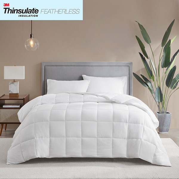 Sleep Philosophy Medium Warmth Cotton Down Alternative Featherless Comforter in White, Full/Queen BASI10-0294