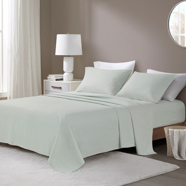 Beautyrest Oversized Cotton Flannel 4 Piece Sheet Set in Seafoam Solid, King BR20-1846