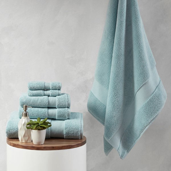 Madison Park Signature Splendor 1000gsm 100% Cotton 6 Piece Towel Set in Blue, 6-Piece MPS73-433