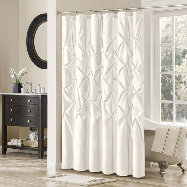 Madison Park Laurel Tufted Semi-Sheer Shower Curtain in White, 72x72" MP70-896