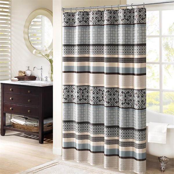 Madison Park Princeton Jacquard Shower Curtain in Blue, 72x72" MP70-3039