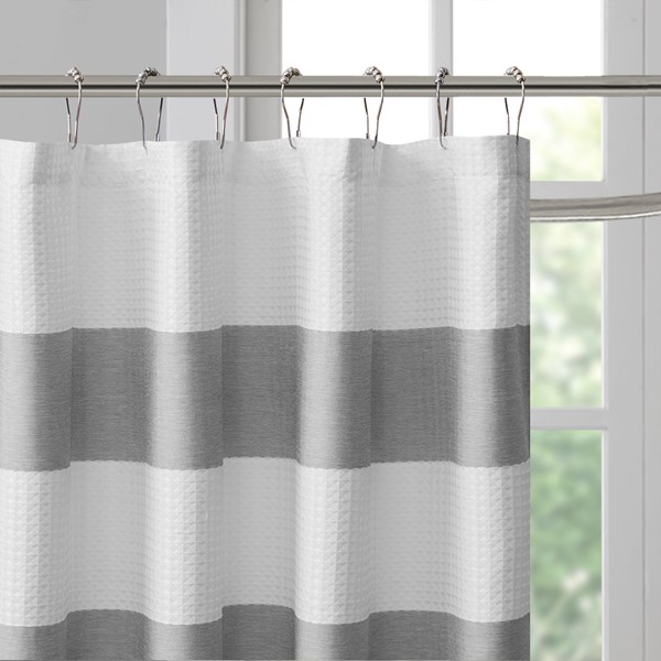 Madison Park Spa Waffle Shower Curtain with 3M Treatment in Grey, 54x78" MP70-4981