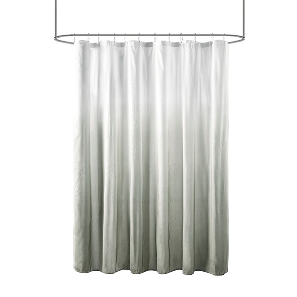 Madison Park Ara Ombre Printed Seersucker Shower Curtain in Grey, 72x72" MP70-6595