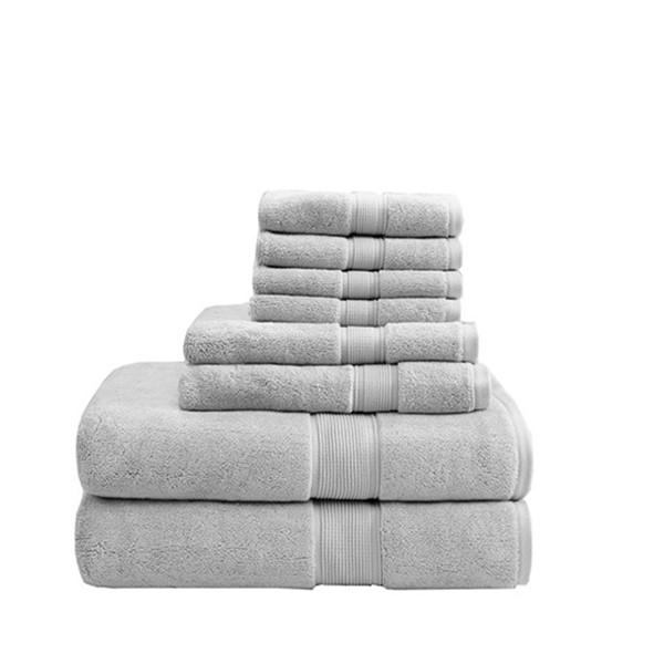 Madison Park Signature 800GSM 100% Cotton 8 Piece Towel Set in Silver, 8-Piece MPS73-191