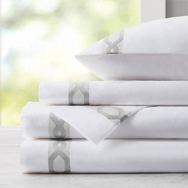 Croscill Signature Hem 300TC Cotton Sheet Set in Grey, Queen CCS20-016