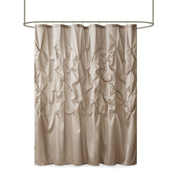 Madison Park Laurel Tufted Semi-Sheer Shower Curtain in Taupe, 72x72" MP70-438