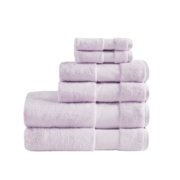 Madison Park Signature Turkish Cotton 6 Piece Bath Towel Set in Lavender, 6-Piece MPS73-475