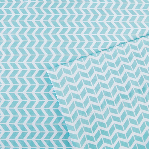 Intelligent Design Chevron Printed Microfiber Sheet Set in Aqua, Twin ID20-300