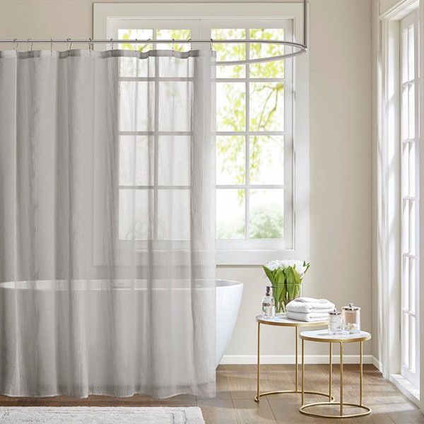 Madison Park Anna Sheer Shower Curtain in Grey, 72x72" MP70-3467