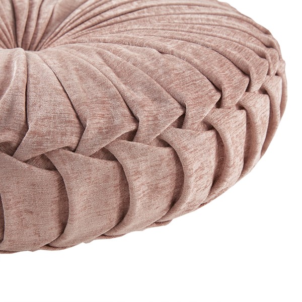 Intelligent Design Loretta Poly Chenille Round Floor Pillow Cushion in Blush, Dia 22"x6" ID31-2035