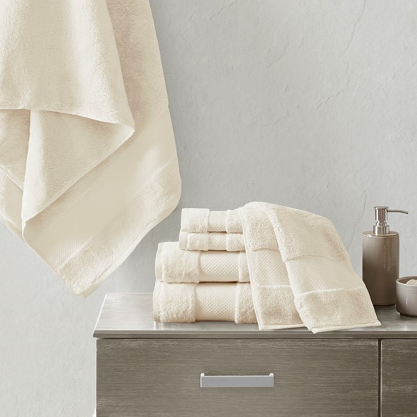 Madison Park Signature Turkish Cotton 6 Piece Bath Towel Set in Natural, 6-Piece MPS73-318