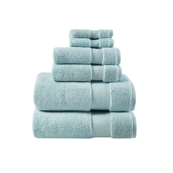 Madison Park Signature Splendor 1000gsm 100% Cotton 6 Piece Towel Set in Blue, 6-Piece MPS73-433