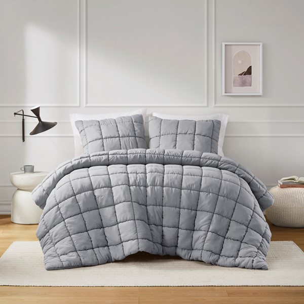 Intelligent Design Dream Puff Down Alternative Comforter Set in Grey, Twin ID10-2313