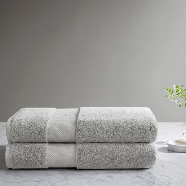 Madison Park Signature Turkish 100% Cotton Bath Sheet 2 Piece Set in Grey, 35x70" - 2PK MPS73-533