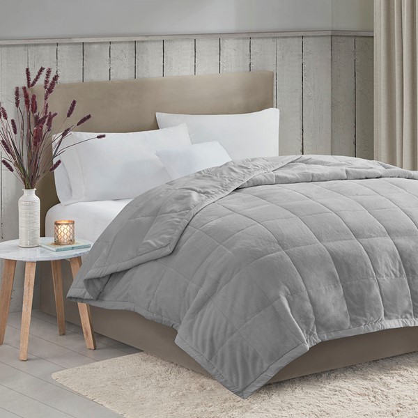 Madison Park Coleman Reversible HeiQ Smart Temperature Down Alternative Blanket in Grey, King MP51-6379