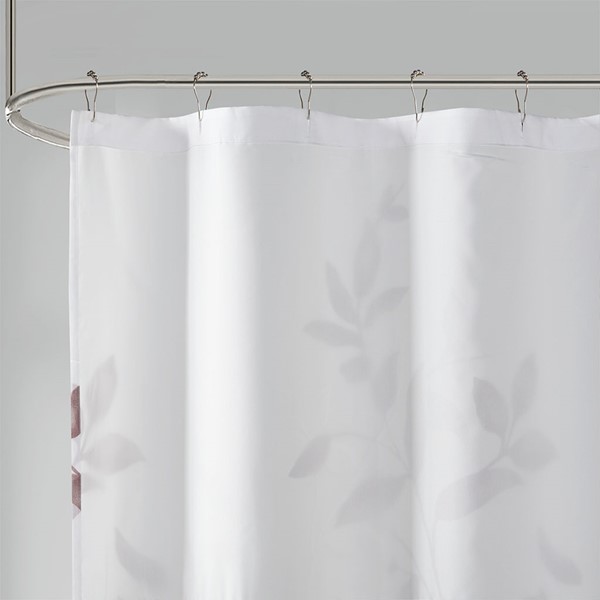 Madison Park Cecily Burnout Printed Shower Curtain in Mauve, 72x72" MP70-6630