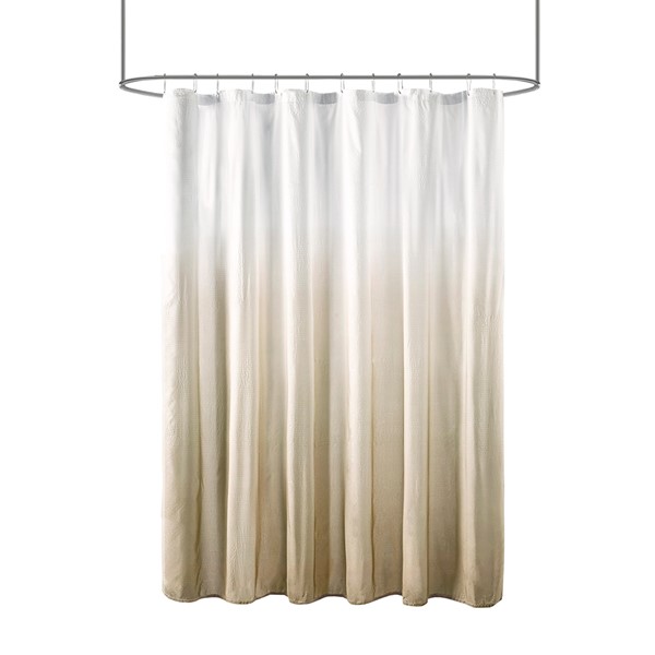 Madison Park Ara Ombre Printed Seersucker Shower Curtain in Taupe, 72x72" MP70-7541