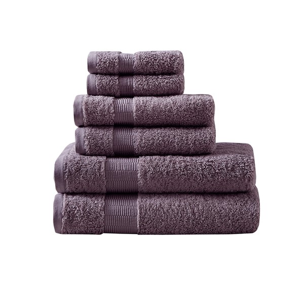 Madison Park Signature Luce 100% Egyptian Cotton 6 Piece Towel Set in Purple, 6-Piece MPS73-429