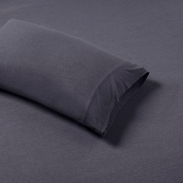 Intelligent Design Cotton Blend Jersey Knit All Season Sheet Set in Dark Grey, Twin XL ID20-692