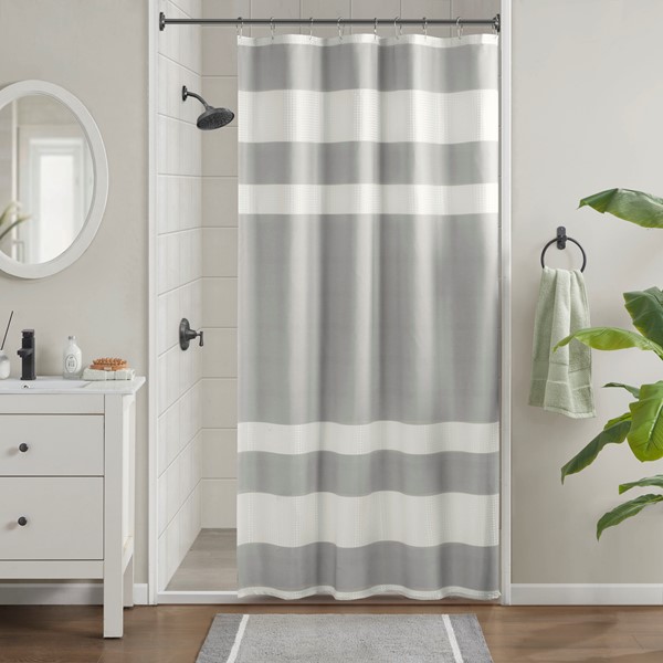 Madison Park Spa Waffle Shower Curtain with 3M Treatment in Grey, 54x78" MP70-4981