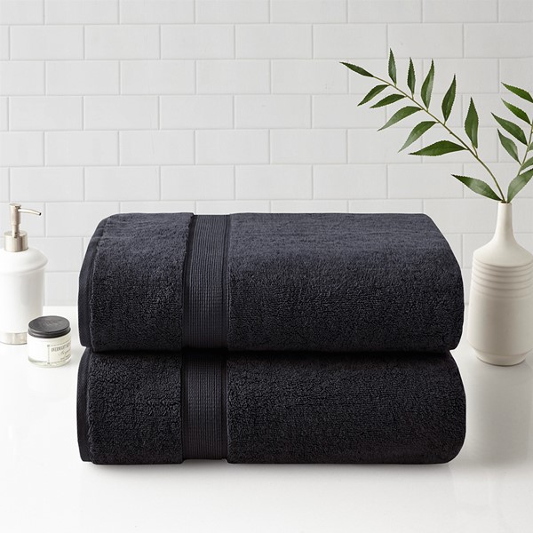 Madison Park Signature 800GSM 100% Cotton Bath Sheet 2 Piece Set in Black, 34x68" - 2PK MPS73-526