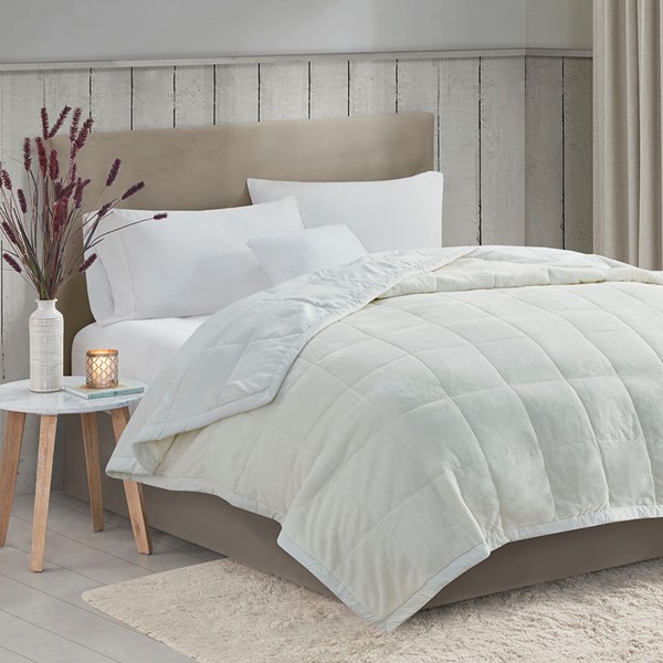 Madison Park Coleman Reversible HeiQ Smart Temperature Down Alternative Blanket in Ivory, Full/Queen MP51-6375