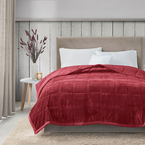 Madison Park Coleman Reversible HeiQ Smart Temperature Down Alternative Blanket in Burgundy, Full/Queen MP51-8138