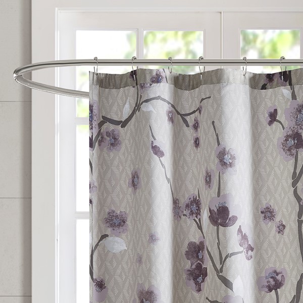 Madison Park Holly Cotton Shower Curtain in Purple, 72x72" MP70-4172