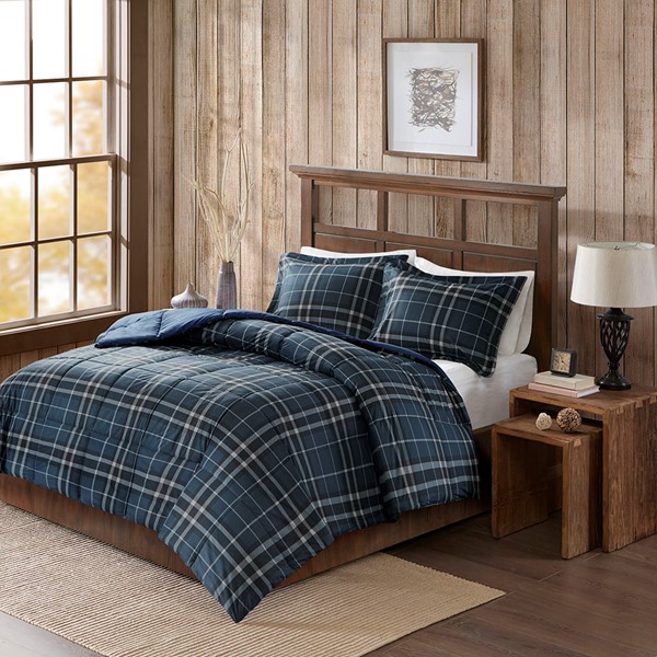 Woolrich Flint CozySpun Down Alternative Comforter Mini Set in Navy, King WR10-2482