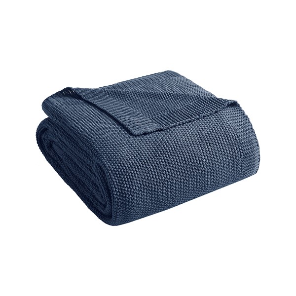 INK+IVY Bree Knit Blanket in Indigo, King II51-1144