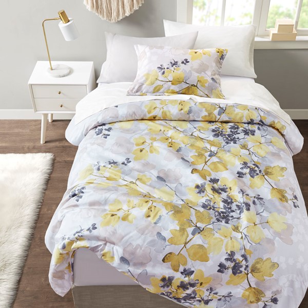 Madison Park Essentials Alexis Comforter Set with Bed Sheets in Yellow, Twin XL CS10-1379