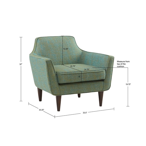 Madison Park Cruz Mid Century Accent Chair in Blue-Green FUR100-0008