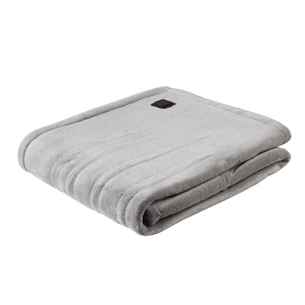 True North by Sleep Philosophy Plush Heated Throw with Built-In Control in Grey, 50x70" TN54-0439