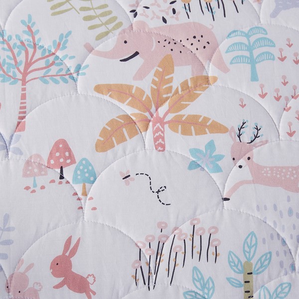 Urban Habitat Kids Iris Woodland Animals Reversible Cotton Quilt Set in Blush, Full/Queen UHK13-0225