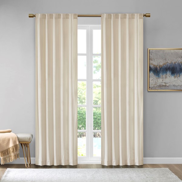 510 Design Colt Room Darkening Poly Velvet Rod Pocket/Back Tab Curtain Panel Pair in Ivory, 37x63" 5DS40-0151