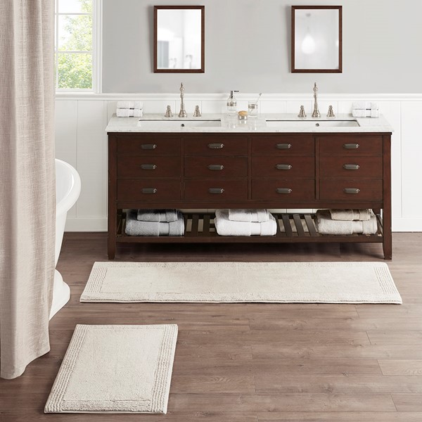 Madison Park Signature Splendor 100% Cotton Tufted 3000 GSM Reversible Bath Rug in Natural, 24x72" MPS72-449