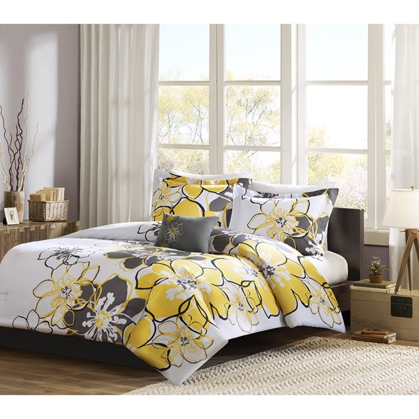 Mi Zone Allison Floral Comforter Set in Yellow, Full/Queen MZ10-075