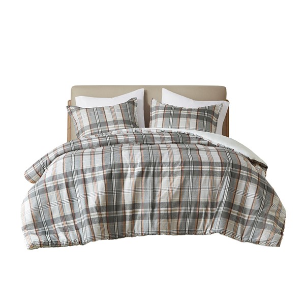 Intelligent Design Blake Plaid Duvet Cover Set in Tan/Gray, Twin/Twin XL ID12-2334