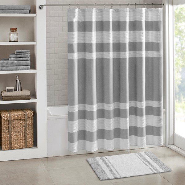 Madison Park Spa Cotton Reversible Bath Rug in Grey, 27x45" MP72-1543