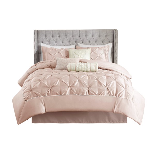 Madison Park Laurel 7 Piece Tufted Comforter Set in Blush, King MP10-5115