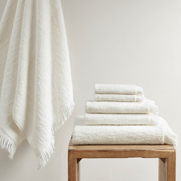 INK+IVY Nova Cotton Dobby Slub 6 Piece Towel Set in Ivory, 6-Piece II73-1256