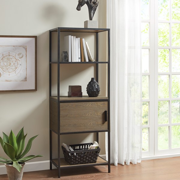 Madison Park Darley 3-Shelf Bookcase with Storage Cabinet in Grey MP131-1179