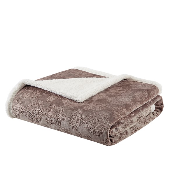 Madison Park Elma Oversized Textured Plush Throw in Grey, 60x70" MP50-3255