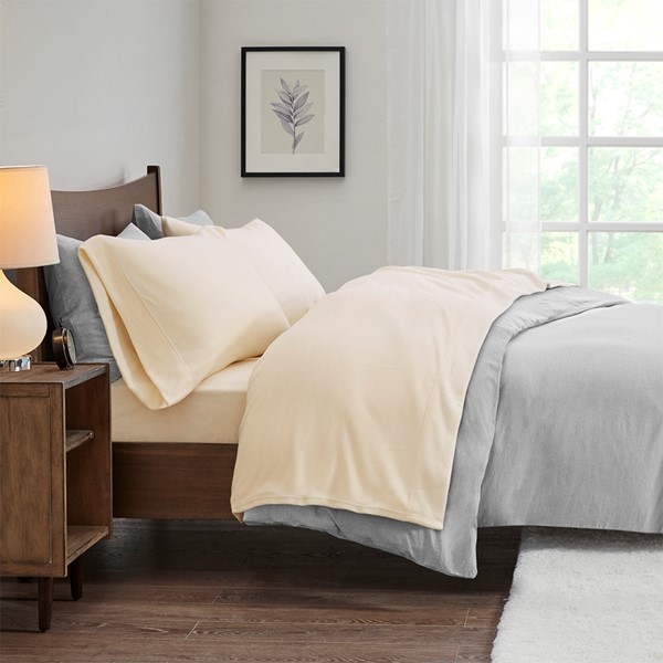 True North by Sleep Philosophy Micro Fleece Sheet Set in Ivory, Cal King SHET20-748