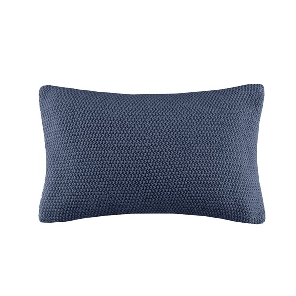 INK+IVY Bree Knit Oblong Pillow Cover in Indigo, 12x20" II30-1148