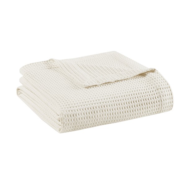 Beautyrest Waffle Weave Cotton Blanket in Ivory, Twin BR51N-3825